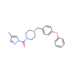 Cc1cnn(C(=O)N2CCN(Cc3ccc(Oc4ccccc4)cc3)CC2)c1 ZINC000299833146