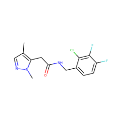 Cc1cnn(C)c1CC(=O)NCc1ccc(F)c(F)c1Cl ZINC000095565884