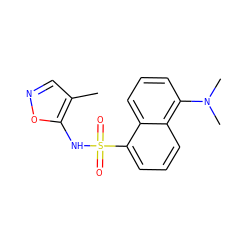 Cc1cnoc1NS(=O)(=O)c1cccc2c(N(C)C)cccc12 ZINC000013741071