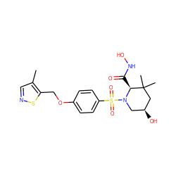 Cc1cnsc1COc1ccc(S(=O)(=O)N2C[C@H](O)CC(C)(C)[C@@H]2C(=O)NO)cc1 ZINC000028473352