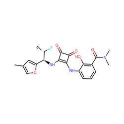 Cc1coc([C@H](Nc2c(Nc3cccc(C(=O)N(C)C)c3O)c(=O)c2=O)[C@H](C)F)c1 ZINC000101176614