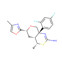 Cc1coc([C@H]2C[C@H]3[C@@H](C)SC(N)=N[C@@]3(c3ccc(F)cc3F)CO2)n1 ZINC000146170062