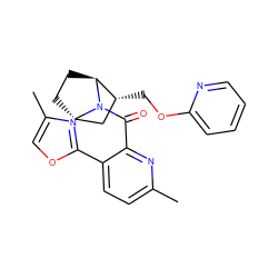 Cc1coc(-c2ccc(C)nc2C(=O)N2[C@H]3CC[C@H]2[C@H](COc2ccccn2)C3)n1 ZINC000220719111