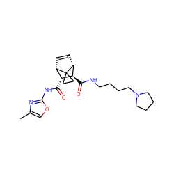 Cc1coc(NC(=O)[C@@H]2[C@@H]3C=C[C@H]([C@H]2C(=O)NCCCCN2CCCC2)C32CC2)n1 ZINC000168272710