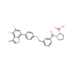 Cc1coc2c(-c3ccc(OCc4cccc(C(=O)N5CCC[C@H]5C(=O)O)c4)cc3)cc(F)c(F)c12 ZINC000224594084