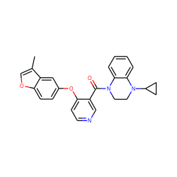 Cc1coc2ccc(Oc3ccncc3C(=O)N3CCN(C4CC4)c4ccccc43)cc12 ZINC000169349707