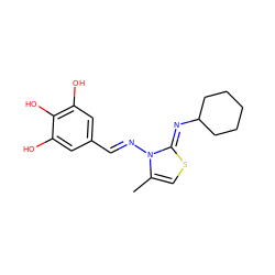 Cc1cs/c(=N\C2CCCCC2)n1/N=C/c1cc(O)c(O)c(O)c1 ZINC000149143334