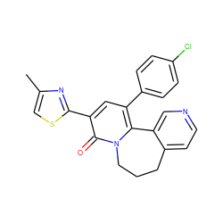 Cc1csc(-c2cc(-c3ccc(Cl)cc3)c3n(c2=O)CCCc2ccncc2-3)n1 ZINC000029400628