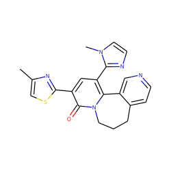 Cc1csc(-c2cc(-c3nccn3C)c3n(c2=O)CCCc2ccncc2-3)n1 ZINC000029399801