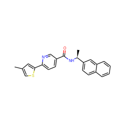 Cc1csc(-c2ccc(C(=O)N[C@@H](C)c3ccc4ccccc4c3)cn2)c1 ZINC000209593506