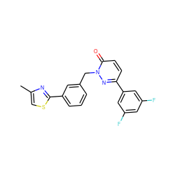 Cc1csc(-c2cccc(Cn3nc(-c4cc(F)cc(F)c4)ccc3=O)c2)n1 ZINC000147335584