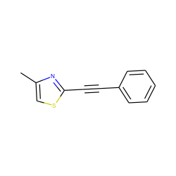 Cc1csc(C#Cc2ccccc2)n1 ZINC000013492925