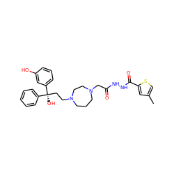 Cc1csc(C(=O)NNC(=O)CN2CCCN(CC[C@@](O)(c3ccccc3)c3cccc(O)c3)CC2)c1 ZINC000028392446