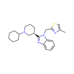 Cc1csc(Cn2c([C@@H]3CCCN(C4CCCCC4)C3)nc3ccccc32)n1 ZINC000049070207