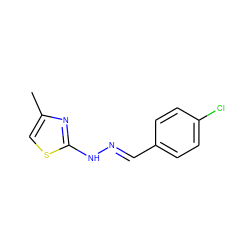 Cc1csc(N/N=C/c2ccc(Cl)cc2)n1 ZINC000004475642