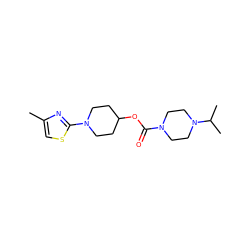 Cc1csc(N2CCC(OC(=O)N3CCN(C(C)C)CC3)CC2)n1 ZINC000223524055