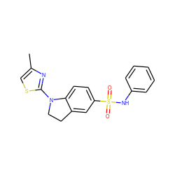 Cc1csc(N2CCc3cc(S(=O)(=O)Nc4ccccc4)ccc32)n1 ZINC000029552240