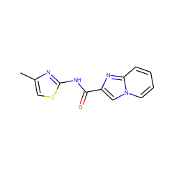 Cc1csc(NC(=O)c2cn3ccccc3n2)n1 ZINC000012484779