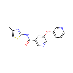 Cc1csc(NC(=O)c2cncc(Oc3cccnc3)c2)n1 ZINC000118264643