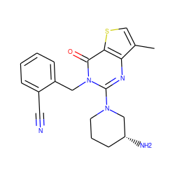 Cc1csc2c(=O)n(Cc3ccccc3C#N)c(N3CCC[C@@H](N)C3)nc12 ZINC000066101443