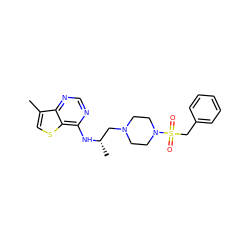 Cc1csc2c(N[C@@H](C)CN3CCN(S(=O)(=O)Cc4ccccc4)CC3)ncnc12 ZINC000029126986