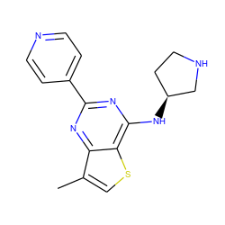 Cc1csc2c(N[C@H]3CCNC3)nc(-c3ccncc3)nc12 ZINC000223682419