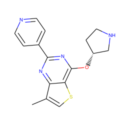 Cc1csc2c(O[C@@H]3CCNC3)nc(-c3ccncc3)nc12 ZINC000653676843