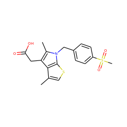 Cc1csc2c1c(CC(=O)O)c(C)n2Cc1ccc(S(C)(=O)=O)cc1 ZINC000066078714