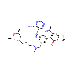 Cc1csc2cc([C@H](C)Nc3ncnc(N)c3C#N)c(-c3cccc(CN(C)CCCCN4C[C@H](C)O[C@H](C)C4)c3)c(=O)n12 ZINC001772644834