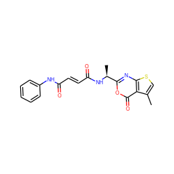 Cc1csc2nc([C@H](C)NC(=O)/C=C/C(=O)Nc3ccccc3)oc(=O)c12 ZINC000006523557