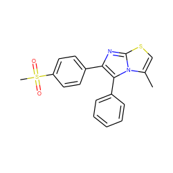 Cc1csc2nc(-c3ccc(S(C)(=O)=O)cc3)c(-c3ccccc3)n12 ZINC000027563403