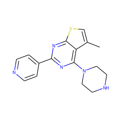 Cc1csc2nc(-c3ccncc3)nc(N3CCNCC3)c12 ZINC000223666496