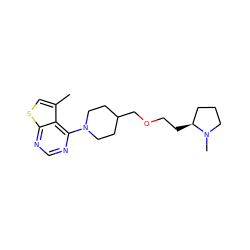 Cc1csc2ncnc(N3CCC(COCC[C@H]4CCCN4C)CC3)c12 ZINC000146531818