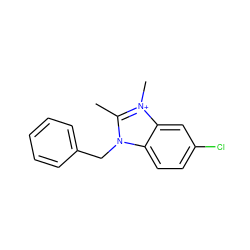 Cc1n(Cc2ccccc2)c2ccc(Cl)cc2[n+]1C ZINC000015962471