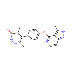 Cc1n[nH]c(=O)c(C)c1-c1ccc(Oc2nccc3n[nH]c(C)c23)cc1 ZINC000169705963