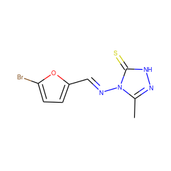 Cc1n[nH]c(=S)n1/N=C/c1ccc(Br)o1 ZINC000006557123