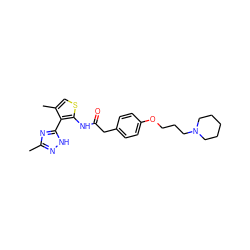 Cc1n[nH]c(-c2c(C)csc2NC(=O)Cc2ccc(OCCCN3CCCCC3)cc2)n1 ZINC000066079866