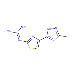 Cc1n[nH]c(-c2csc(N=C(N)N)n2)n1 ZINC000026272450