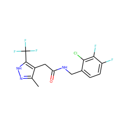 Cc1n[nH]c(C(F)(F)F)c1CC(=O)NCc1ccc(F)c(F)c1Cl ZINC000084690352