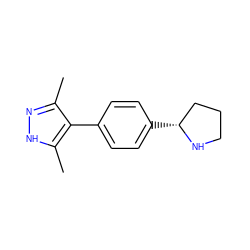 Cc1n[nH]c(C)c1-c1ccc([C@@H]2CCCN2)cc1 ZINC000863697503