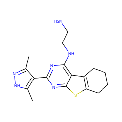 Cc1n[nH]c(C)c1-c1nc(NCCN)c2c3c(sc2n1)CCCC3 ZINC000223691251