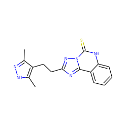 Cc1n[nH]c(C)c1CCc1nc2c3ccccc3[nH]c(=S)n2n1 ZINC000020643439