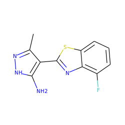 Cc1n[nH]c(N)c1-c1nc2c(F)cccc2s1 ZINC000114397903