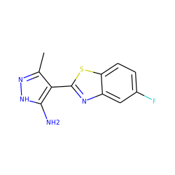 Cc1n[nH]c(N)c1-c1nc2cc(F)ccc2s1 ZINC000114397905