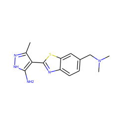 Cc1n[nH]c(N)c1-c1nc2ccc(CN(C)C)cc2s1 ZINC000114399177