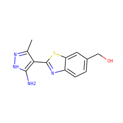 Cc1n[nH]c(N)c1-c1nc2ccc(CO)cc2s1 ZINC000114400675