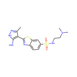 Cc1n[nH]c(N)c1-c1nc2ccc(S(=O)(=O)NCCN(C)C)cc2s1 ZINC000114397854