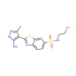 Cc1n[nH]c(N)c1-c1nc2ccc(S(=O)(=O)NCCO)cc2s1 ZINC000114398106