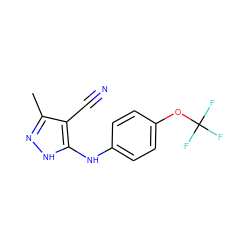 Cc1n[nH]c(Nc2ccc(OC(F)(F)F)cc2)c1C#N ZINC000013781022