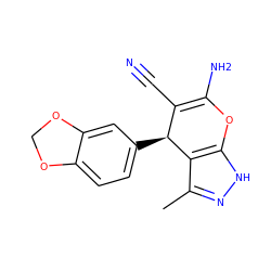 Cc1n[nH]c2c1[C@@H](c1ccc3c(c1)OCO3)C(C#N)=C(N)O2 ZINC000008971266